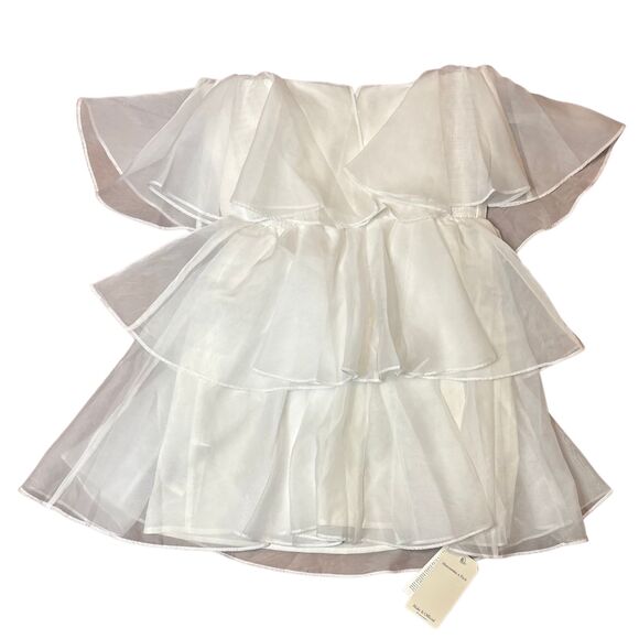 Abercrombie & Fitch NWT White Tiered Organza Strapless Mini Dress Size Small - Picture 5 of 6